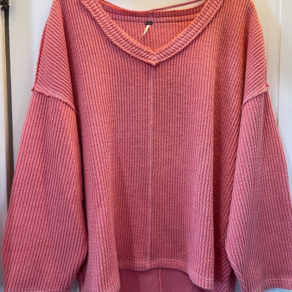 Free People Textured Rose Long Sleeve Top